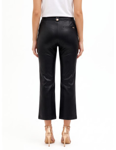 Cropped broek van licht neopreen met satijnglans, lederlook en zakken Rinascimento 2