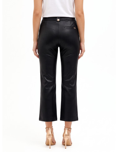 Cropped broek van licht neopreen met satijnglans, lederlook en zakken Rinascimento