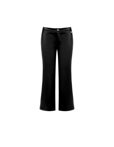 Cropped broek van licht neopreen met satijnglans, lederlook en zakken Rinascimento