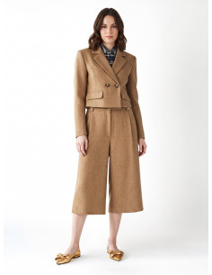 Bermuda van een wolmix-twill met plooien Rinascimento 2