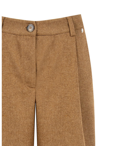 Bermuda van een wolmix-twill met plooien Rinascimento