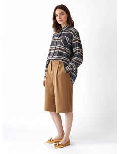 Bermuda van een wolmix-twill met plooien Rinascimento