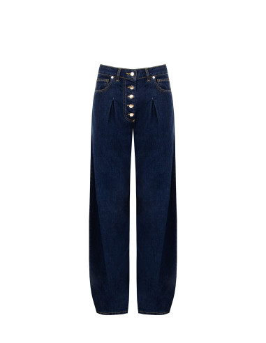 Wide-leg jeans met plooien Rinascimento