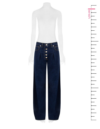 Wide-leg jeans met plooien Rinascimento