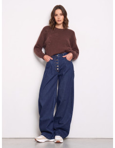 Wide-leg jeans met plooien Rinascimento