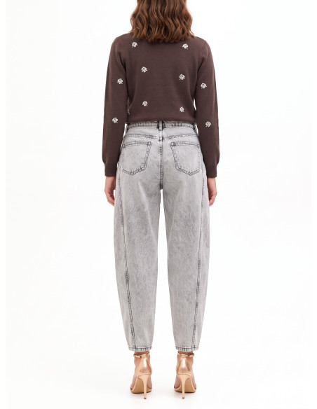 Balloon-jeans in gewassen denim Rinascimento