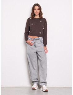 Balloon-jeans in gewassen denim Rinascimento