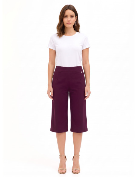 Cropped broek van elastische, gestructureerde stof met zakken en zijrits Rinascimento