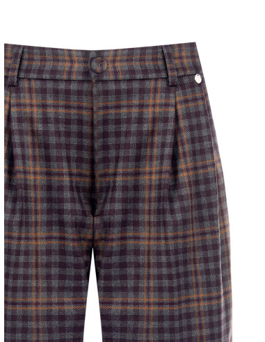 Geruite bermudashort met dubbele plooi Rinascimento