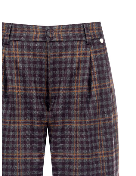 Geruite bermudashort met dubbele plooi Rinascimento