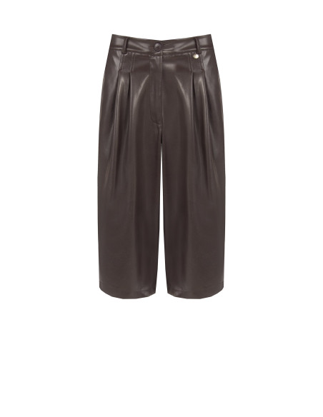 Cropped broek van imitatieleer met dubbele plooien Rinascimento