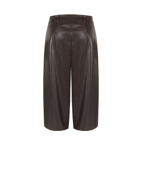 Cropped broek van imitatieleer met dubbele plooien Rinascimento