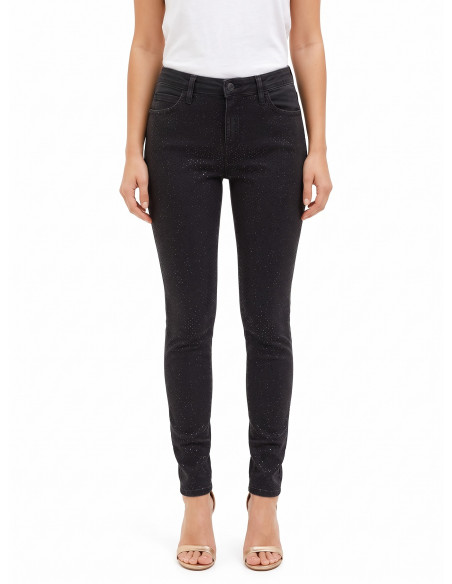 Skinny jeans met stretch en pailletten aan de voorkant Rinascimento