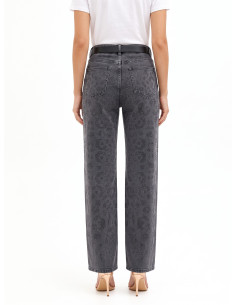Straight jeans met vervaagd strassvlekkenmotief aan de voorkant Rinascimento 2
