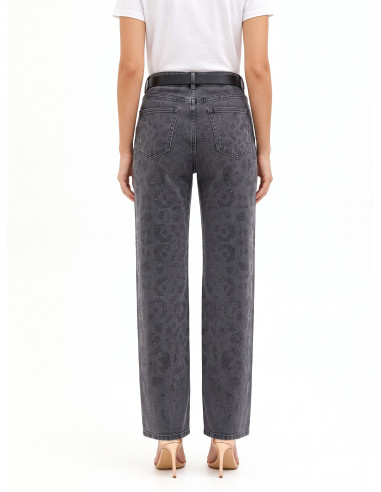 Straight jeans met vervaagd strassvlekkenmotief aan de voorkant Rinascimento