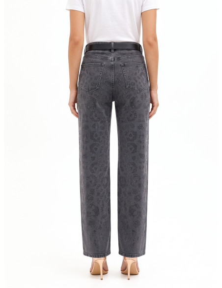 Straight jeans met vervaagd strassvlekkenmotief aan de voorkant Rinascimento