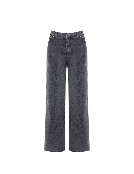 Straight jeans met vervaagd strassvlekkenmotief aan de voorkant Rinascimento