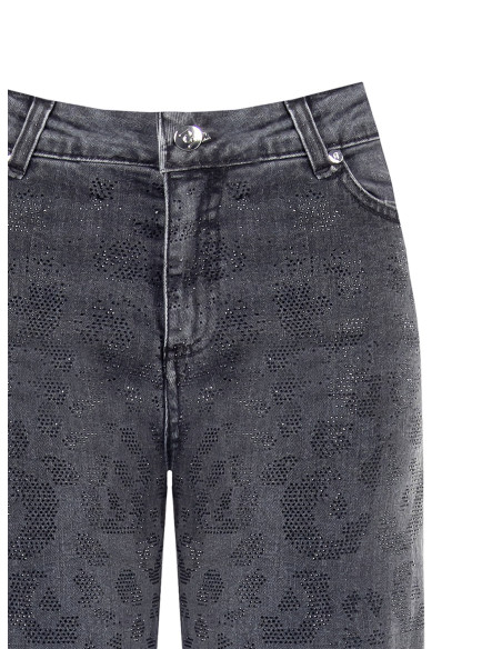 Straight jeans met vervaagd strassvlekkenmotief aan de voorkant Rinascimento