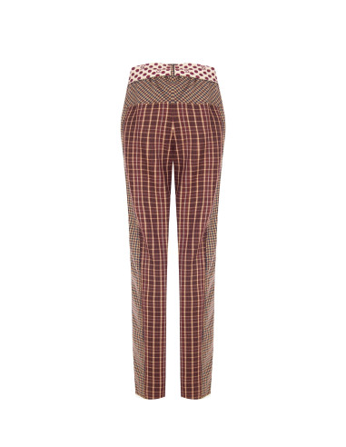 Rechte broek in patchworkstijl van een viscosemix met een sjaaltje met logo in de taille Rinascimento