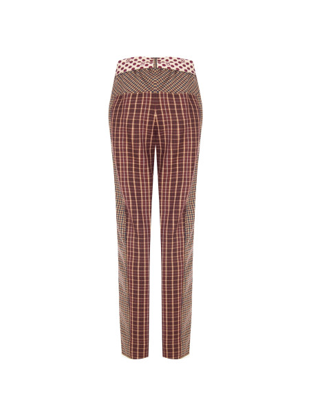 Rechte broek in patchworkstijl van een viscosemix met een sjaaltje met logo in de taille Rinascimento