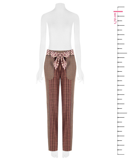 Rechte broek in patchworkstijl van een viscosemix met een sjaaltje met logo in de taille Rinascimento