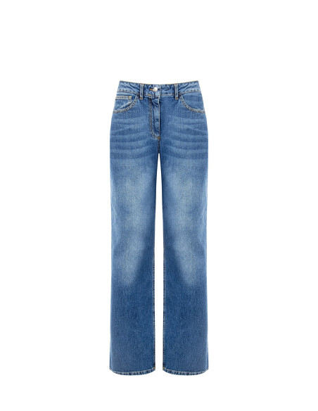 Straight jeans met logolabel op de achterzak Rinascimento