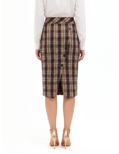 Tweed kokerrok met wikkelmodel en knopen Rinascimento 2