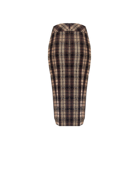Tweed kokerrok met wikkelmodel en knopen Rinascimento