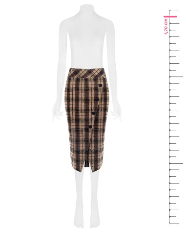 Tweed kokerrok met wikkelmodel en knopen Rinascimento