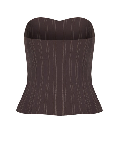 Gestreepte bandeautop in corsetstijl met gouden knopen van Rinascimento