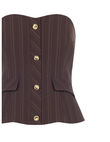 Gestreepte bandeautop in corsetstijl met gouden knopen van Rinascimento