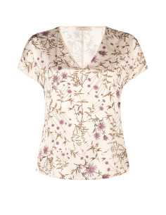 Vloeiende curvy blouse van satijn met bloemenmotief Rinascimento Curvy