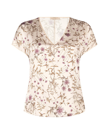 Vloeiende curvy blouse van satijn met bloemenmotief Rinascimento Curvy
