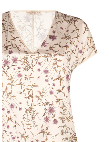 Vloeiende curvy blouse van satijn met bloemenmotief Rinascimento Curvy