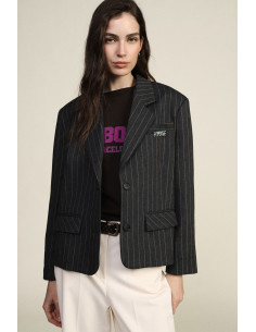 Blazer A Righe Con Tasche Frontali E Fodera Fantasia Dixie - Vestit...