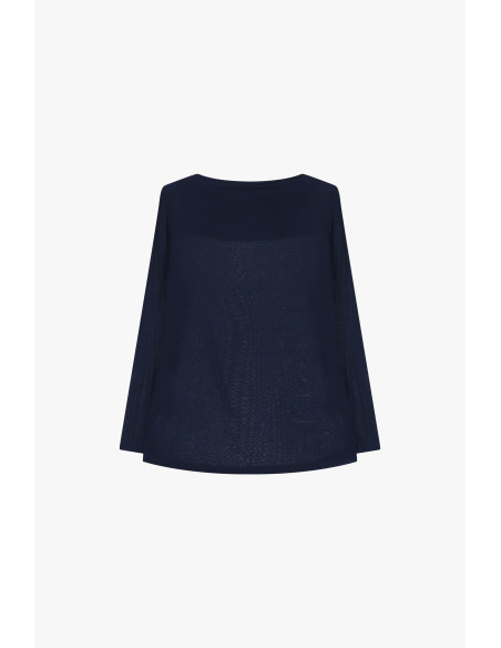 T-shirt met lange mouwen, ronde hals en losse pasvorm Dixie - Blauw