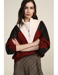 Felpa Senza Cappuccio Con Zip E Dettagli Geometrici Dixie - Vestiti...