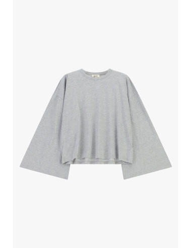 Ruimvallend T-shirt met lange mouwen en rechte zoom Dixie - Grijs