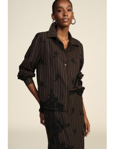 Gestreepte Blouse Met Kanten Details En Rechte Pasvorm Dixie