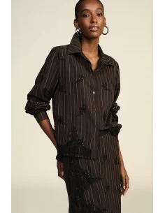 Gestreepte blouse met kanten details en een rechte pasvorm van Dixie