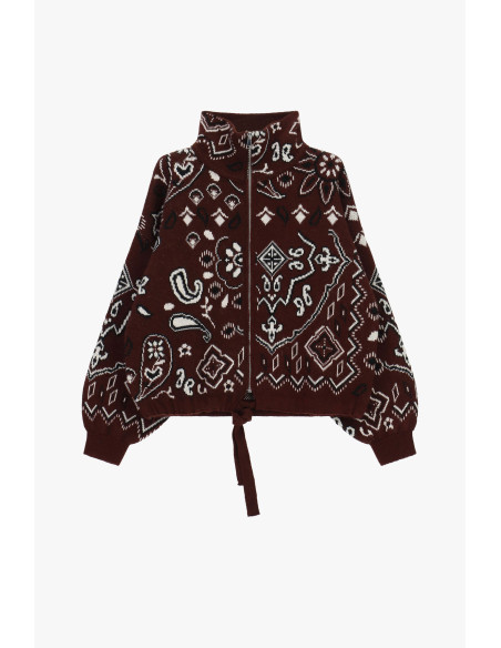 Vest met rits en paisley-jacquardpatroon Dixie - Bordeaux