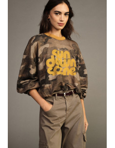 Camouflage-sweater met ronde hals en grafische print Dixie