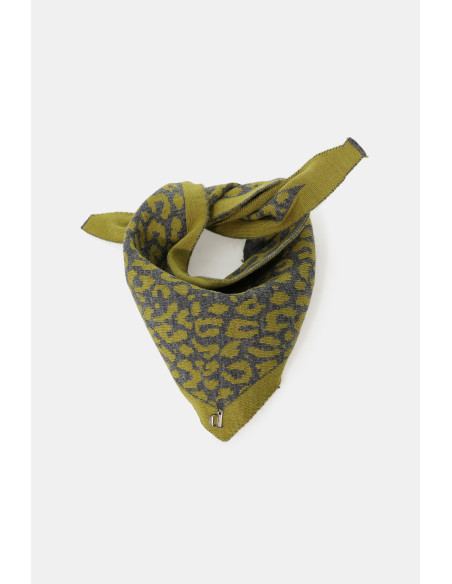 Jacquard sjaal met dierenmotief en hoeken Dixie - Donkergrijs