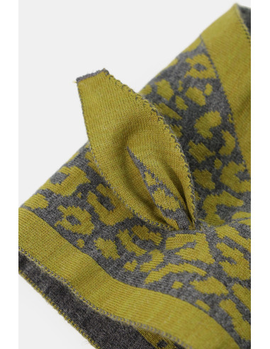 Jacquard sjaal met dierenmotief en hoeken Dixie - Donkergrijs