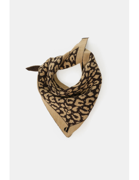 Jacquardfoulard met dierenmotief en hoeken Dixie - Bruin