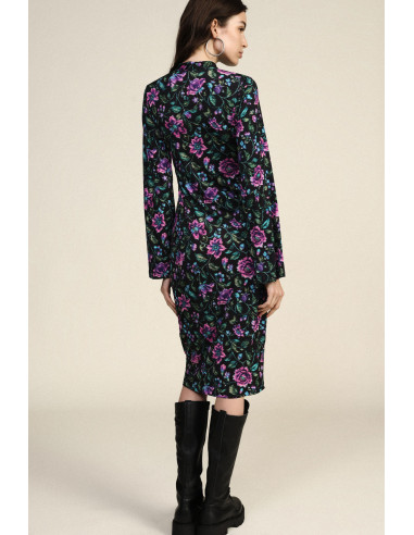 Midi-jurk met bloemenprint en sluiting met houtje-touwtjeknopen Dixie