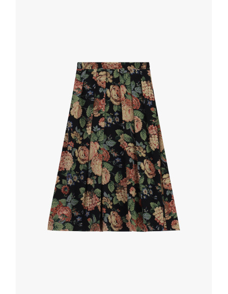 Geplooide rok met bloemenpatroon, halflang Dixie
