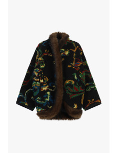 Eco-Bontjas met abstracte motieven en een harige rand Dixie
