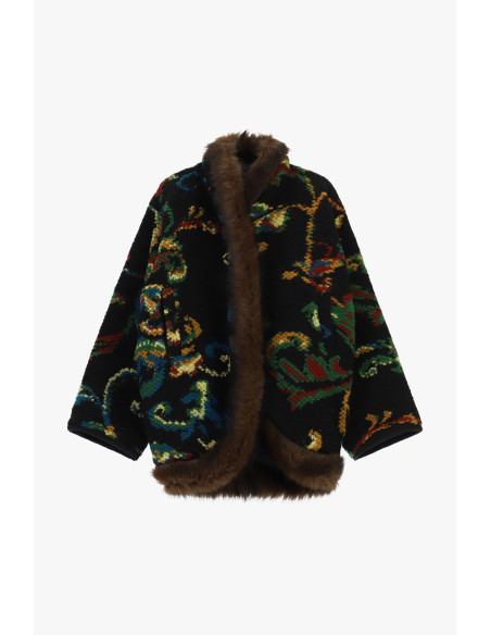 Eco-Bontjas met abstracte motieven en een harige rand Dixie