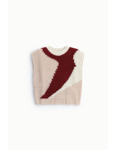 Jacquard mouwloze trui met ronde hals Dixie - Roze 2
